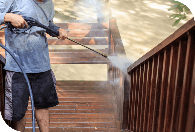 Pressure Washing the Stairs Fence